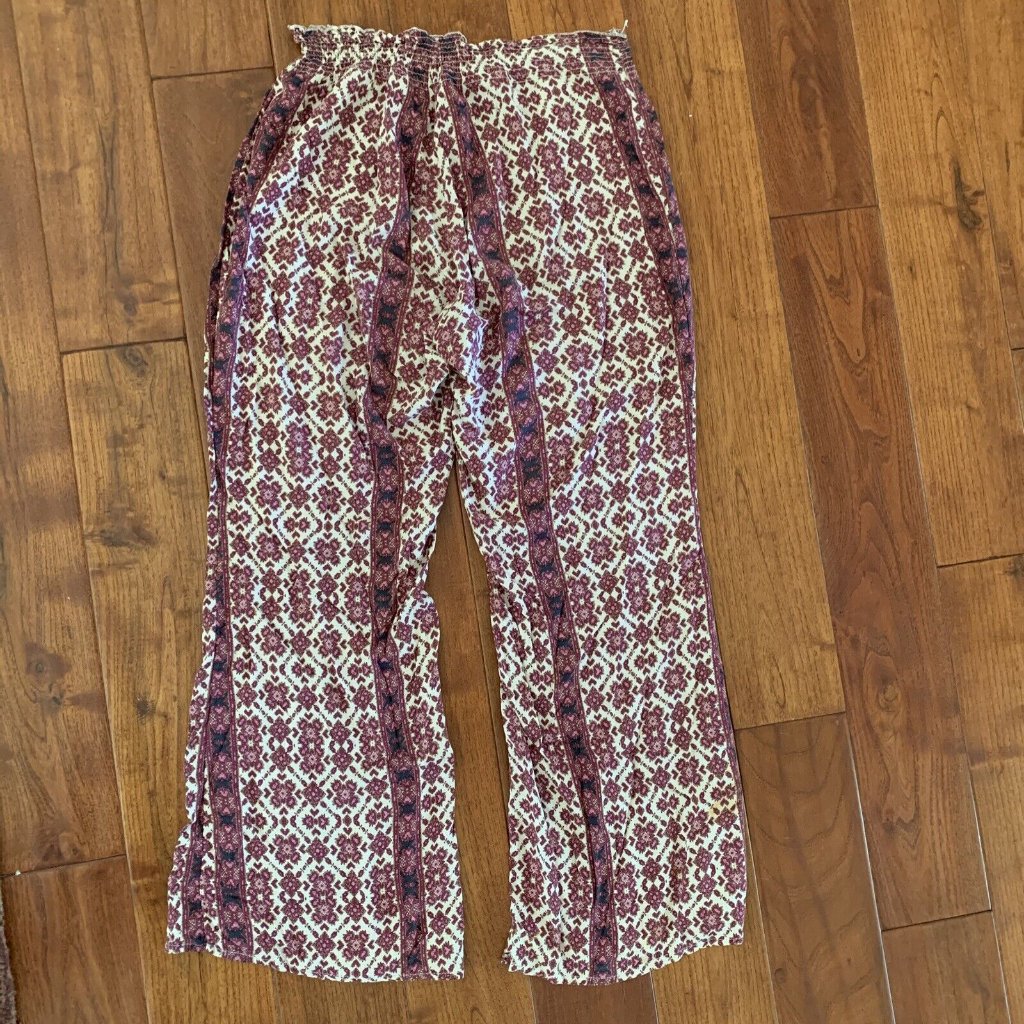 Brandy Melville Casual Geometric Stripe Festival Pants One Size Wide Leg Hippie